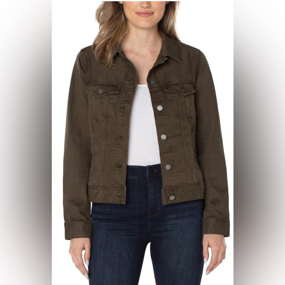 Liverpool Olive Green Denim Jacket